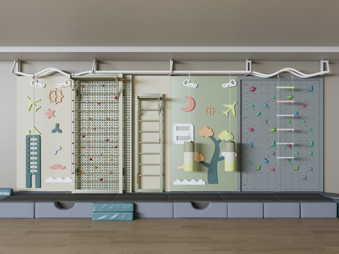  攀岩墙 攀岩墙 儿童娱乐设备3d模型 