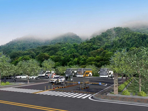  户外停车场 景区停车场3d模型 