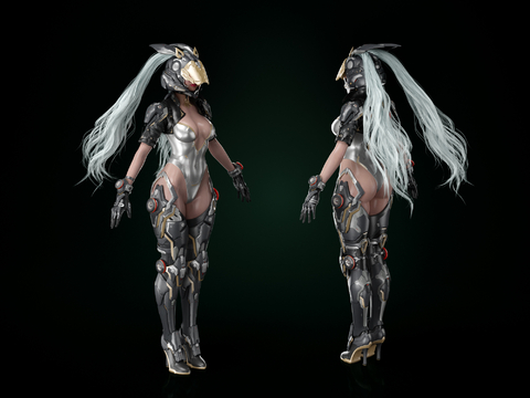  游戏人物 虚拟人物 赛博朋克机甲3d模型 