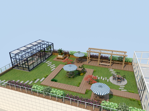  别墅花园 庭院景观3d模型 
