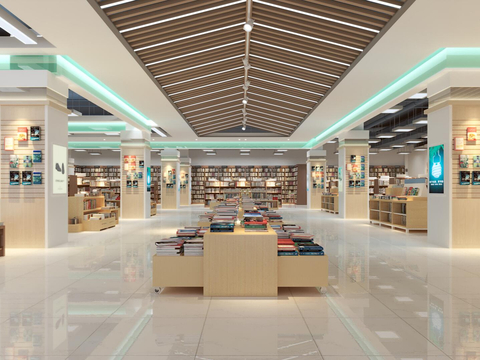  现代书店 书吧3d模型 