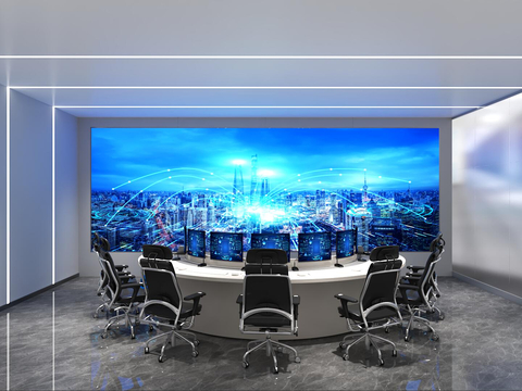  现代指挥室 控制室3d模型 