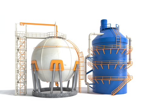  工业设备 烘干塔3d模型 