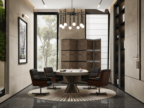  轻奢娱乐室 棋牌室3d模型 