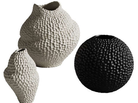  现代陶罐 花瓶 器皿3d模型 