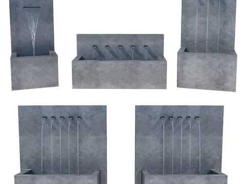  庭院水景 墙壁水景 花园水景3d模型 