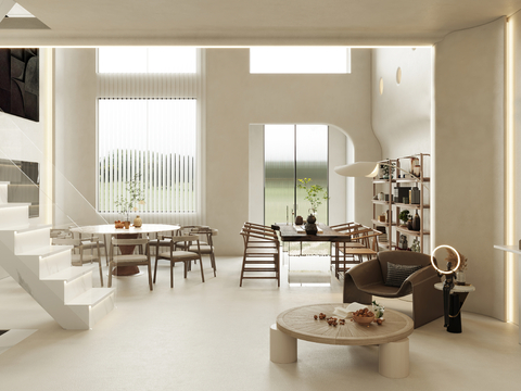  侘寂别墅客厅 别墅大堂3d模型 