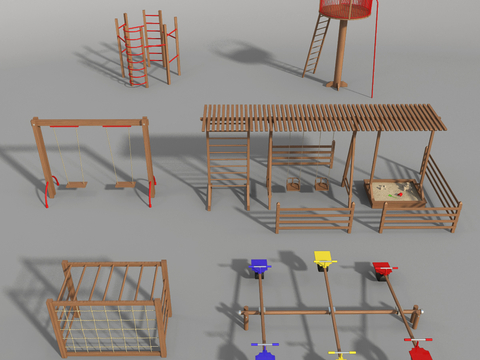  游乐设备 跷跷板 滑滑梯3d模型 