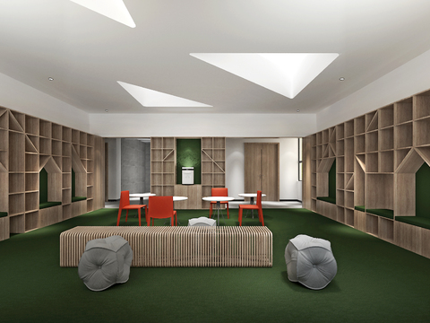  现代书店 图书馆3d模型 