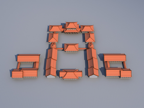  新中式古建 塔楼3d模型 