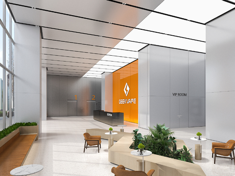  办公大堂 办公大厅3d模型 