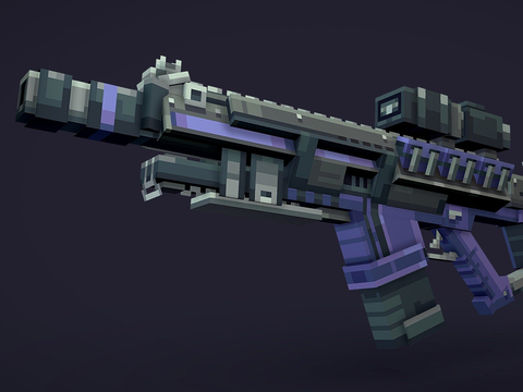  动漫手枪 束能步枪3d模型 