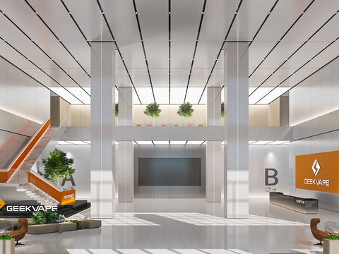  办公大堂 办公大厅3d模型 