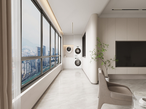  现代家居阳台3d模型 