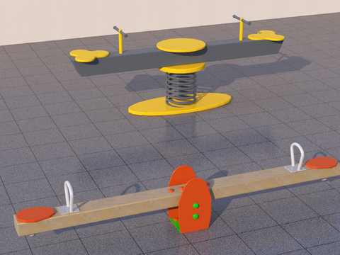  现代儿童器材 跷跷板3d模型 