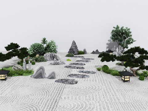  现代庭院景观3d模型 