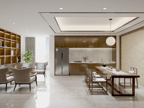  现代休息区 办公室茶水间3d模型 