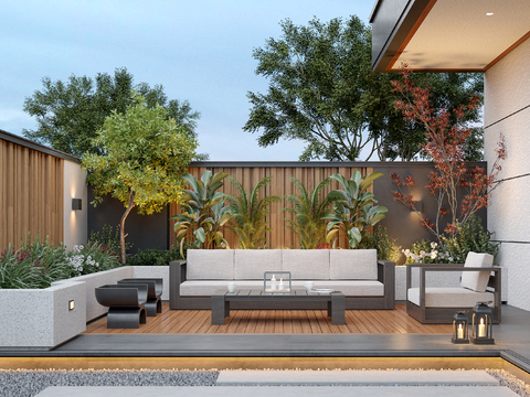  别墅花园 庭院景观3d模型 