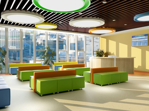  儿童候诊区 护士站3d模型 