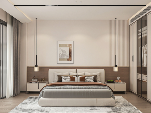  新中式卧室 老人房3d模型 