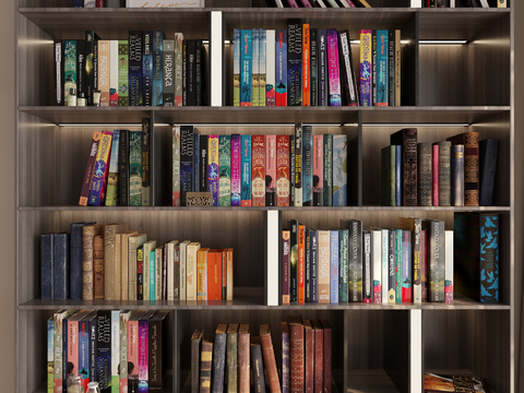  复古书架 书籍 书本3d模型 