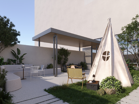  别墅花园 庭院景观3d模型 