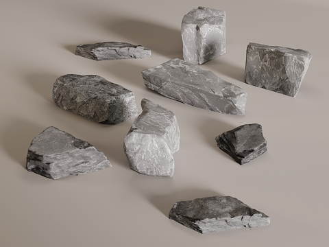  石头 景观石 岩石 石块3d模型 