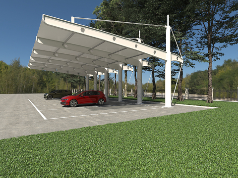  车棚 遮光棚 停车位3d模型 