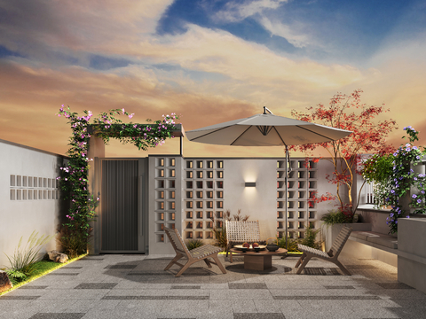  别墅花园 庭院景观3d模型 