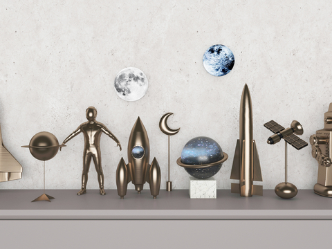  太空雕塑 宇航员摆件3d模型 