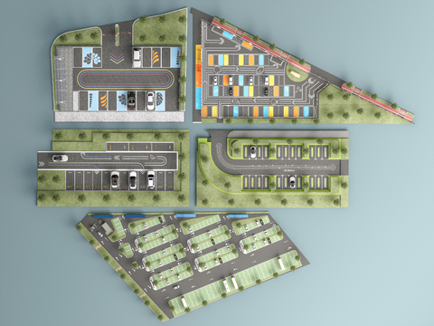  现代停车场 户外停车场3d模型 