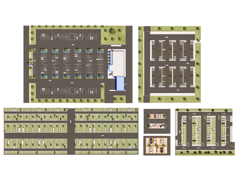  现代停车场 户外停车场3d模型 