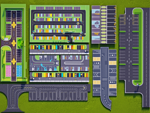  现代停车场3d模型 