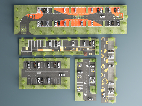  现代停车场 户外停车场3d模型 