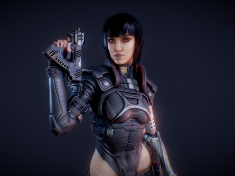  赛博朋克 刺客人物 动漫角色3d模型 