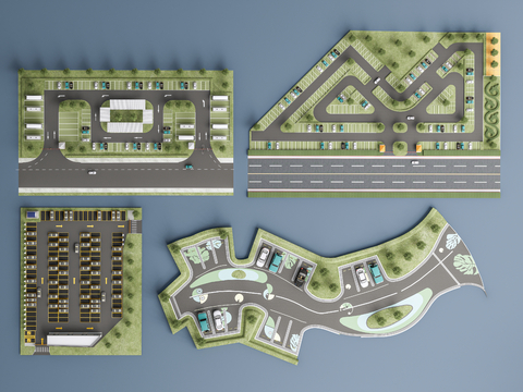  现代停车场 户外停车场3d模型 