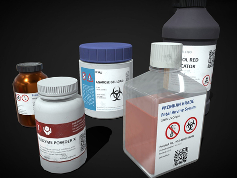  化学试剂 瓶子 塑料PBR3d模型 