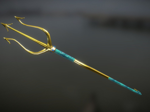  波塞冬金色三叉戟3d模型 