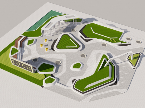  公园景观 地形景观3d模型 
