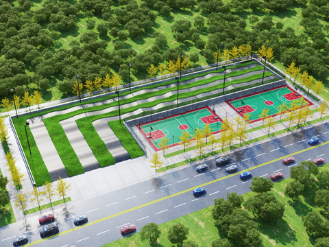  现代轮滑坡道3d模型 