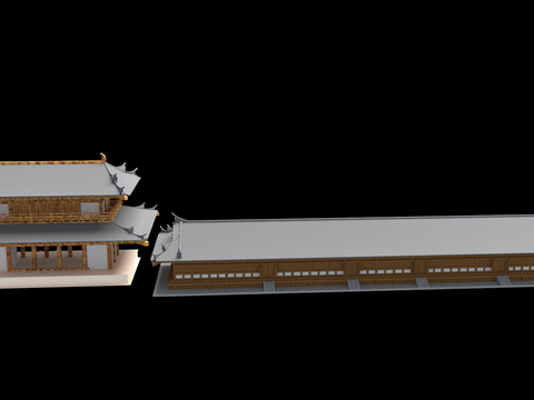  新中式古建 阁楼 寺庙3d模型 