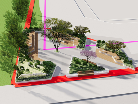  口袋公园 园林景观3d模型 
