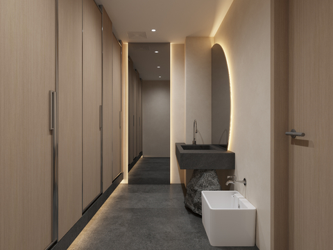  公共卫生间 洗手间3d模型 