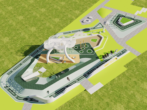  健身运动 公园景观3d模型 