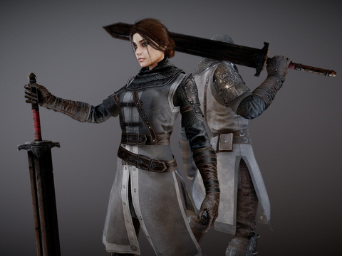  轻武装中世纪骑士 角色3d模型 