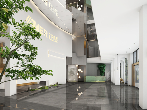  现代公司大堂 商务大堂3d模型 