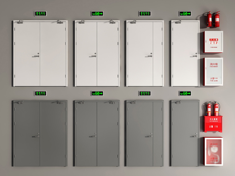  消防门 防火门 报警器3d模型 