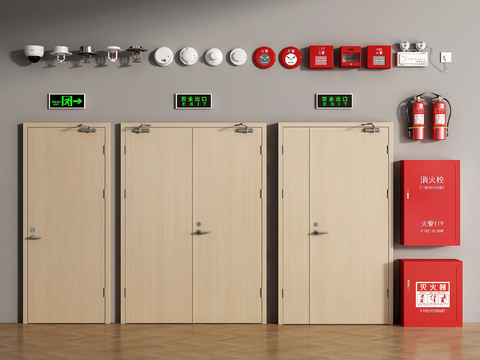  消防门 报警器 烟感器3d模型 