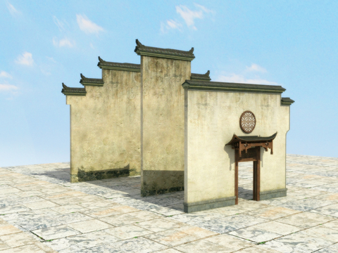  中式门楼 牌坊3d模型 