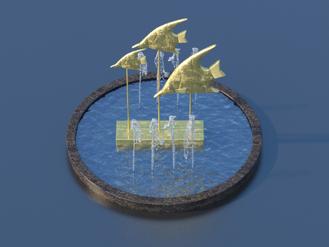  城市雕塑 水景喷泉 景观雕塑3d模型 